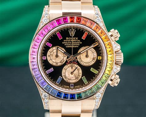 rolex daytona rainbow rose gold replica|rolex rainbow bezel.